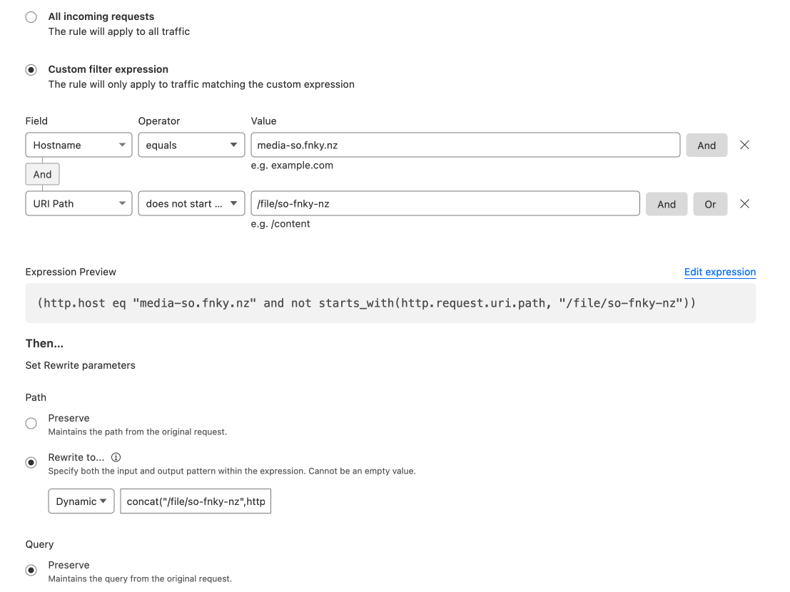 Screenshot of transform rule for Mastodon B2 image hosting