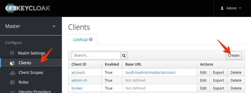 Navigating to the add user interface in Keycloak