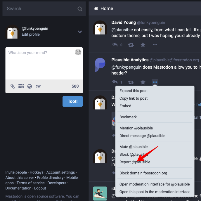 Reporting abuse in Mastodon