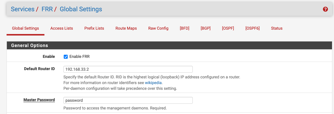 Enabling BGP routing