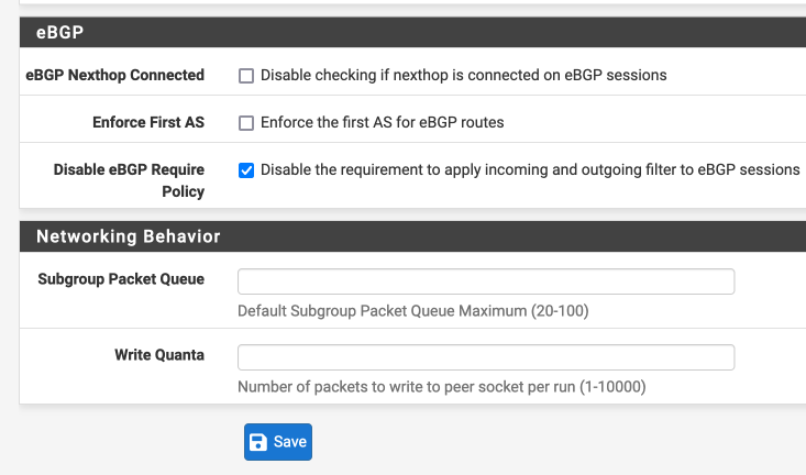 Enabling BGP routing